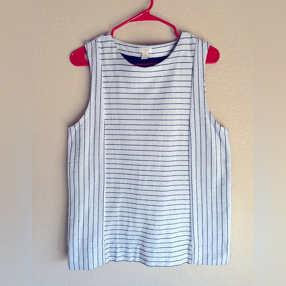 JCrew white & navy striped tank